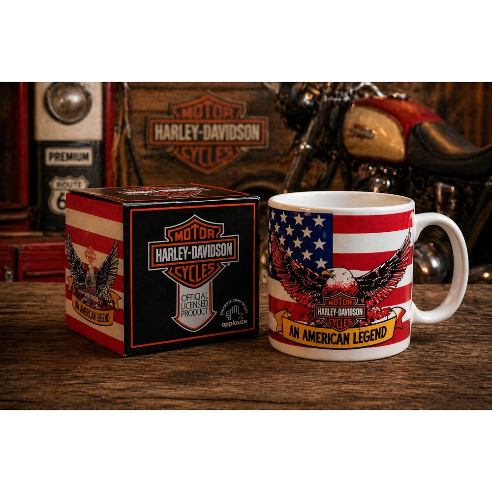 Vintage Harley-Davidson Live To Ride Mug American‎ Flag Applause 45721 NIB